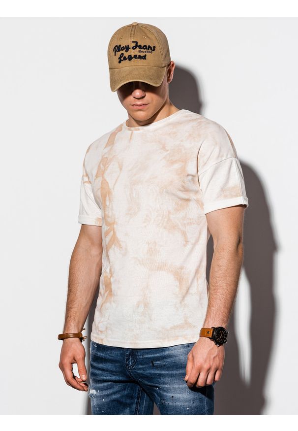 Beżowy t-shirt Ombre Clothing