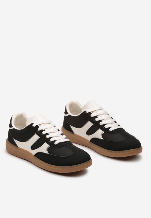 Born2be - Czarne Sneakersy z Krótką Cholewka z Przeszyciami Wilnlow. Kolor: czarny. Szerokość cholewki: normalna. Sezon: lato