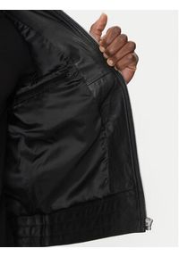 Karl Lagerfeld - KARL LAGERFELD Kurtka skórzana 555083 551420 Czarny Regular Fit. Typ kołnierza: dekolt w karo. Kolor: czarny. Materiał: skóra