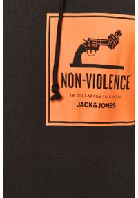 Jack & Jones - Bluza bawełniana. Okazja: na co dzień. Typ kołnierza: kaptur. Kolor: czarny. Materiał: bawełna. Wzór: nadruk. Styl: casual #6