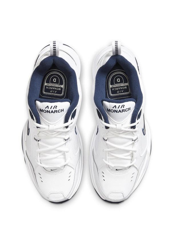 Buty do chodzenia męskie Nike Air Monarch IV. Zapięcie: sznurówki. Kolor: biały, wielokolorowy. Materiał: tkanina, materiał, skóra, syntetyk. Szerokość cholewki: normalna. Sport: turystyka piesza