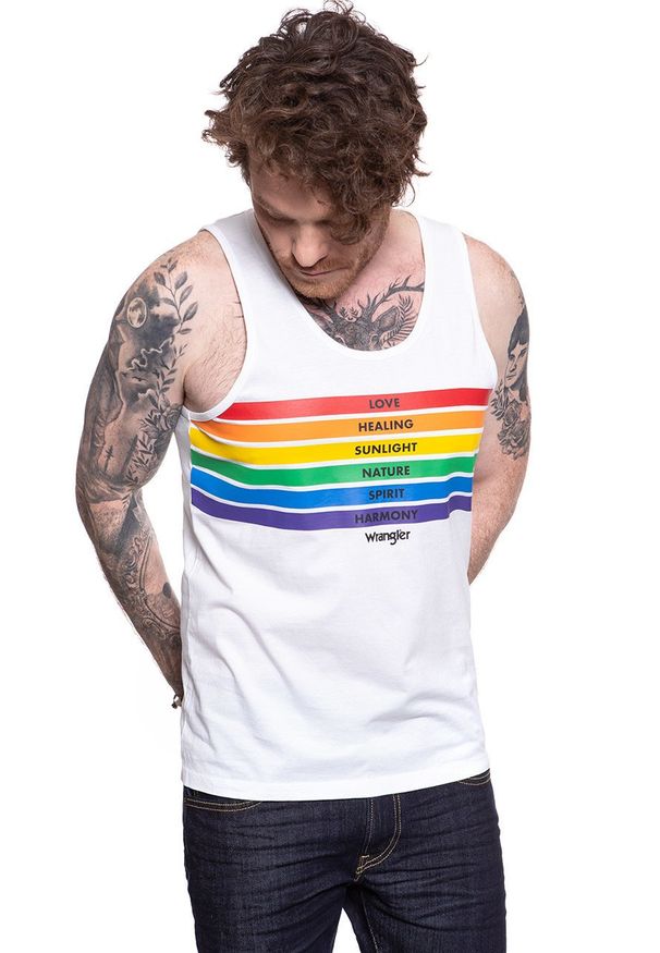 Wrangler - WRANGLER T SHIRT PRIDE TANK WHITE W769D3989 112131106. Wzór: nadruk