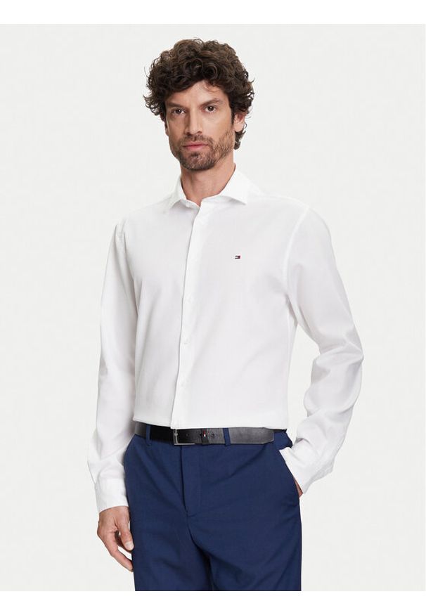 TOMMY HILFIGER - Tommy Hilfiger Koszula MW0MW39573 Biały Slim Fit. Kolor: biały. Materiał: bawełna
