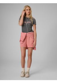 4f - 4F T-shirt slim z nadrukiem damski - szary XXL. Okazja: na co dzień. Kolor: szary. Materiał: materiał, dzianina. Wzór: nadruk. Styl: casual #2