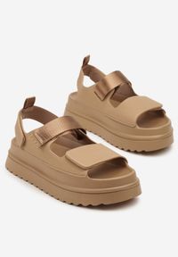 Born2be - Ciemnobeżowe Sandały w Stylu Chunky na Grubej Podeszwie Zapinane na Rzep Militiela. Zapięcie: rzepy. Kolor: beżowy. Styl: klasyczny, elegancki #6