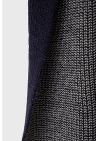 Trussardi Jeans - Trussardi szal z domieszką wełny kolor granatowy gładki. Kolor: niebieski. Materiał: wełna. Wzór: gładki #2