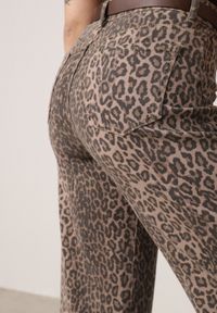 Born2be - Panterkowe Bawełniane Jeansy z Szerokimi Nogawkami i Wysokim Stanem Salithirae. Okazja: na co dzień. Stan: podwyższony. Styl: casual, klasyczny #7