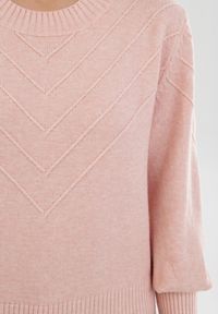 Born2be - Jasnoróżowy Sweter Zaurg. Kolor: różowy. Materiał: jeans, prążkowany, skóra. Styl: elegancki #3