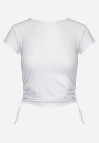 Born2be - Biały T-shirt z Rozcięciami Ściąganymi Sznurkiem Springa. Okazja: na co dzień. Kolor: biały. Styl: casual, elegancki #5