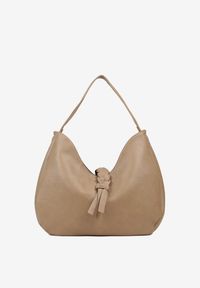 Renee - Beżowa Torebka Hobo Shopper Ozdobiona Plecionką Nalorella. Kolor: beżowy. Wzór: aplikacja. Styl: biznesowy, casual, boho