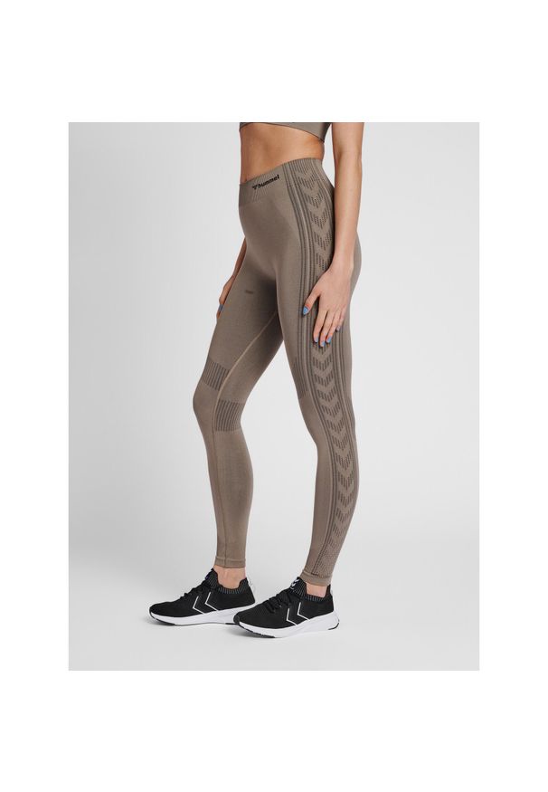 Damskie legginsy mid-rise Hummel Shaping. Kolor: zielony, szary, wielokolorowy. Materiał: materiał, dzianina. Sport: joga i pilates