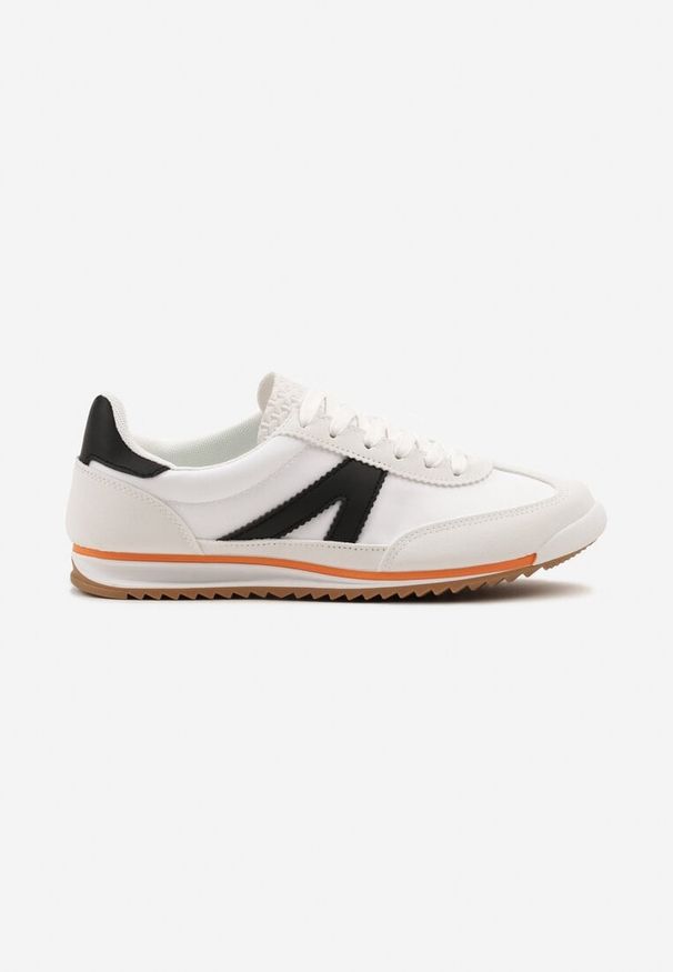 Born2be - Białe Sneakersy Ozdobione Geometrycznym Wzorem Teroti. Kolor: biały. Materiał: jeans. Wzór: geometria, aplikacja