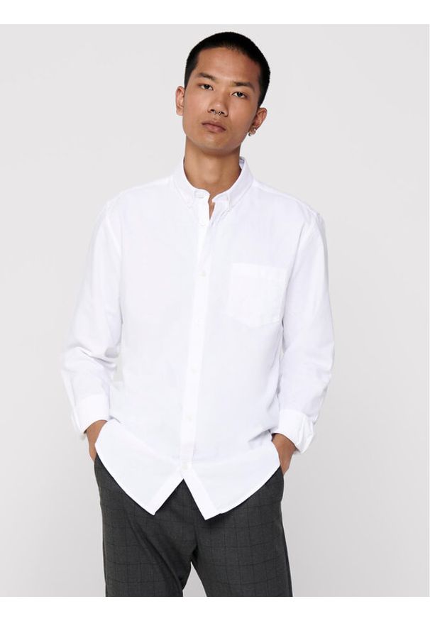 Only & Sons Koszula Alvaro 22006479 Biały Slim Fit. Kolor: biały. Materiał: bawełna