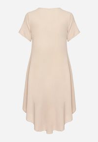 Born2be - Beżowa Rozkloszowana Sukienka z Bawełną Elzedia. Okazja: na co dzień. Kolor: beżowy. Materiał: bawełna. Typ sukienki: rozkloszowane. Styl: casual, elegancki #3