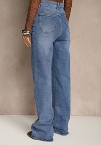 Renee - Niebieskie Szerokie Jeansy High Waist z Wiskozą Isofara. Stan: podwyższony. Kolekcja: plus size. Kolor: niebieski. Styl: elegancki