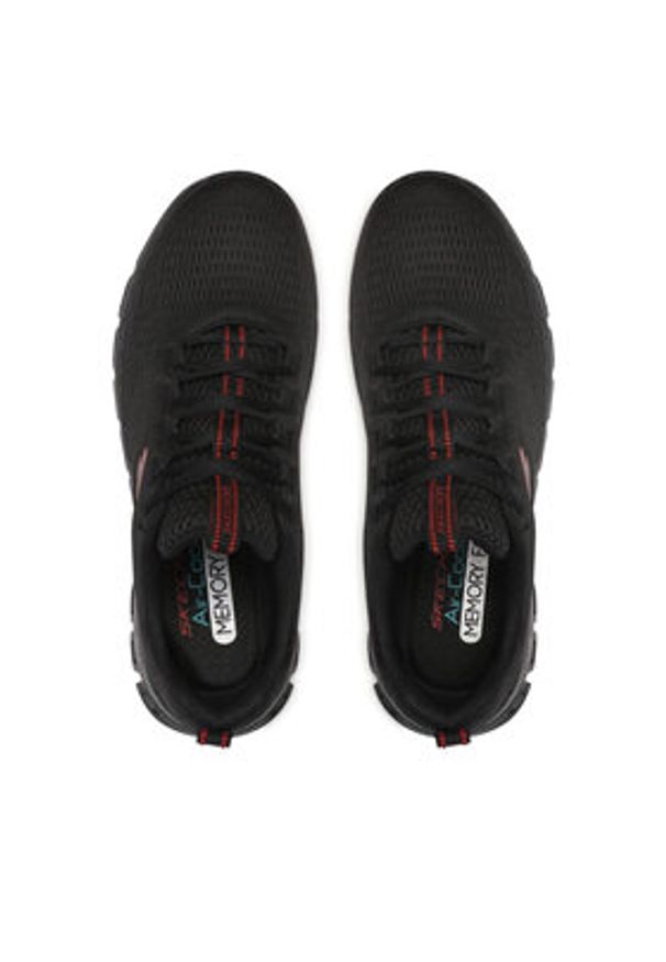 skechers - Skechers Sneakersy Fasten Up 232136/BBK Czarny. Kolor: czarny. Materiał: materiał