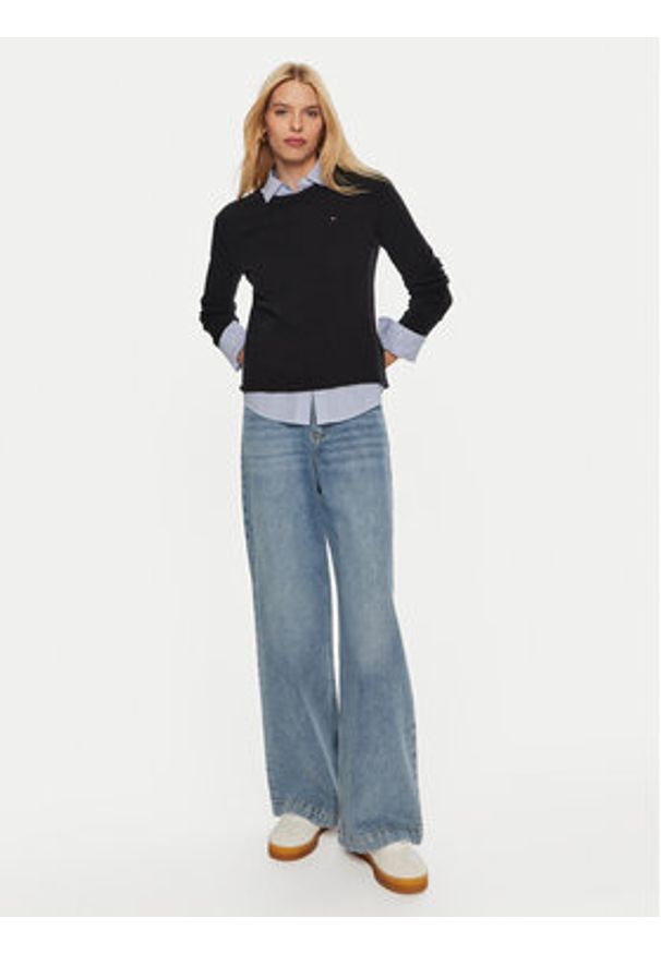 TOMMY HILFIGER - Tommy Hilfiger Sweter WW0WW44161 Czarny Regular Fit. Kolor: czarny. Materiał: wełna