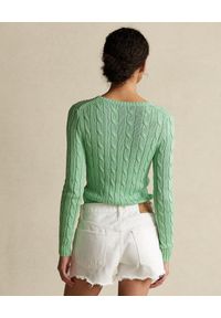 Ralph Lauren - RALPH LAUREN - Jasnozielony sweter z logo Slim fit. Typ kołnierza: polo. Kolor: zielony. Materiał: materiał. Długość rękawa: długi rękaw. Długość: długie. Wzór: ze splotem #3