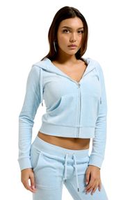 Juicy Couture - JUICY COUTURE Błękitna damska bluza Robertson Hoodie, Rozmiar L. Kolor: niebieski