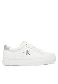 Calvin Klein Jeans Sneakersy Vulc Flatf Lth Silver Logo Tag YW0YW01877 Biały. Kolor: biały. Materiał: skóra #1
