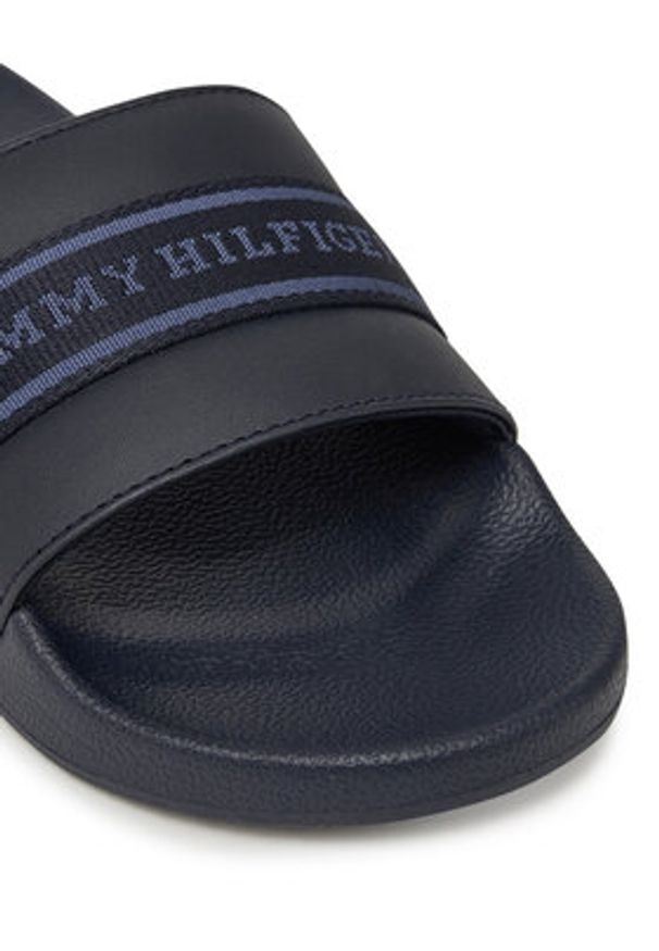 TOMMY HILFIGER - Tommy Hilfiger Klapki Hilfiger Poolside With Webbing FW0FW08529 Granatowy. Kolor: niebieski. Materiał: skóra