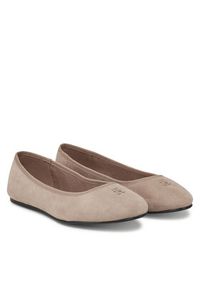 TOMMY HILFIGER - Tommy Hilfiger Baleriny Th Hardware Suede Ballerina FW0FW08655 Beżowy. Kolor: beżowy. Materiał: skóra, zamsz