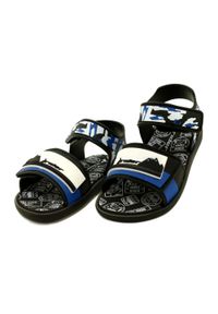 Rider - RIDER sandały dziecięce 83453 AG294 Black/Blue/White niebieskie. Okazja: na plażę. Zapięcie: rzepy. Kolor: niebieski. Materiał: materiał, syntetyk, guma