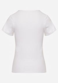 Born2be - Biały Gładki T-shirt Bawełniany o Prostym Kroju z Okrągłym Dekoltem Chaffello. Okazja: na co dzień. Kolor: biały. Materiał: bawełna. Długość: długie. Wzór: gładki. Styl: casual, klasyczny #3