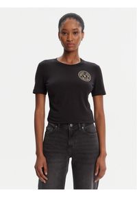 Versace Jeans Couture T-Shirt 79HAHT01 CJ03T Czarny Regular Fit. Kolor: czarny. Materiał: bawełna