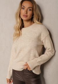 Renee - Beżowy Sweter z Domieszką Wełny Torissia. Kolor: beżowy. Materiał: wełna. Sezon: zima