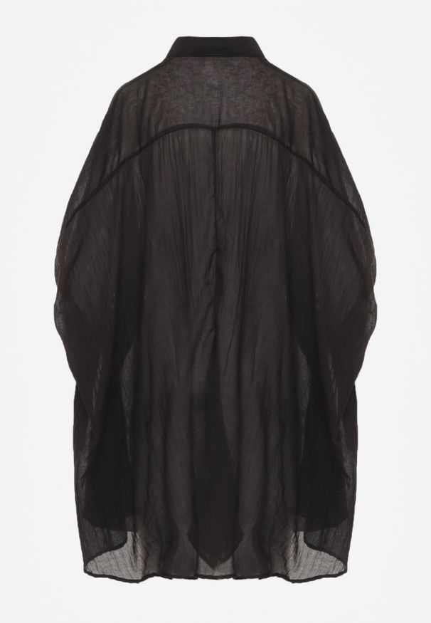 Renee - Czarna Nietoperzowa Koszula na Lato ze Zwiewnej Bawełny o Kroju Oversize Caeilla. Kolor: czarny. Materiał: bawełna. Sezon: lato. Styl: elegancki, wakacyjny, klasyczny