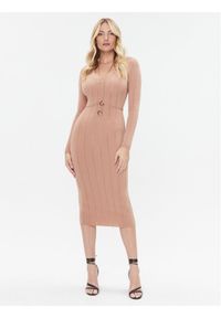 Elisabetta Franchi Sukienka dzianinowa AM-13S-36E2-V450 Brązowy Slim Fit. Kolor: brązowy. Materiał: lyocell, dzianina