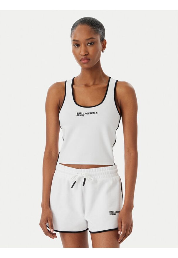 Karl Lagerfeld Jeans Top B2W17087 Biały Slim Fit. Kolor: biały. Materiał: syntetyk