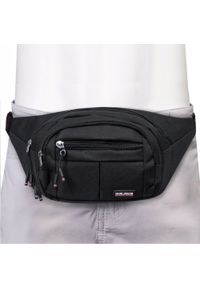 Męska Saszetka na Biodro (Nerka) - Pako Jeans - Czarna. Kolor: czarny. Materiał: poliester #5