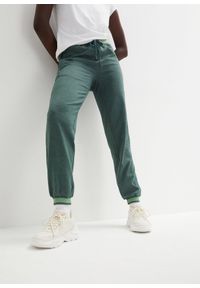 bonprix - Spodnie dresowe z mieszanki bawełny, 2-pak. Kolor: czarny. Materiał: bawełna, dresówka. Wzór: prążki #1