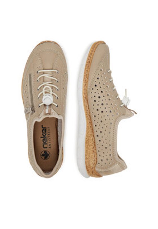 Rieker Sneakersy N42P6-62 Beżowy. Kolor: beżowy. Materiał: materiał, syntetyk