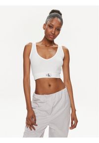 Calvin Klein Jeans Top J20J223356 Biały Slim Fit. Kolor: biały. Materiał: bawełna