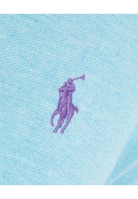 Ralph Lauren - RALPH LAUREN - Niebieska koszulka polo Mesh Custom Slim Fit. Typ kołnierza: polo. Kolor: niebieski. Materiał: mesh. Długość: długie. Wzór: haft #2