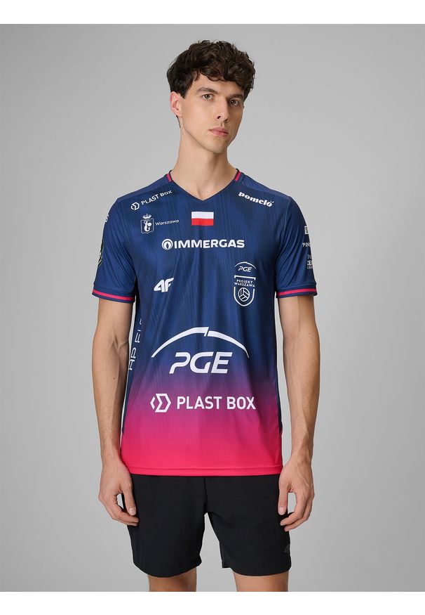 4f - 4F Koszulka meczowa replika wyjazdowa z sezonu 2025/26 męska 4F x Projekt Warszawa - granatowa L. Kolor: niebieski. Materiał: dzianina, materiał. Wzór: nadruk. Styl: sportowy