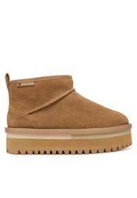 Tommy Jeans Śniegowce Tjw Flatform Snow Boot Suede EN0EN02841 Brązowy. Kolor: brązowy. Materiał: zamsz, skóra