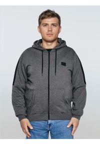 Big-Star - Bluza męska rozpinana z kapturem ciemnoszara Rubban 903. Typ kołnierza: kaptur. Kolor: szary. Wzór: paski. Styl: sportowy