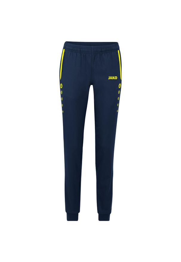 Spodnie dresowe damskie Jako Allround. Kolor: wielokolorowy, niebieski, żółty. Materiał: dresówka. Sport: piłka nożna