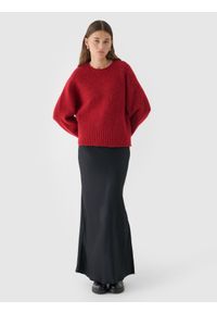 outhorn - Sweter z wełną i alpaką damski Outhorn - czerwony. Kolekcja: plus size. Kolor: czerwony. Materiał: wełna. Sezon: zima #2