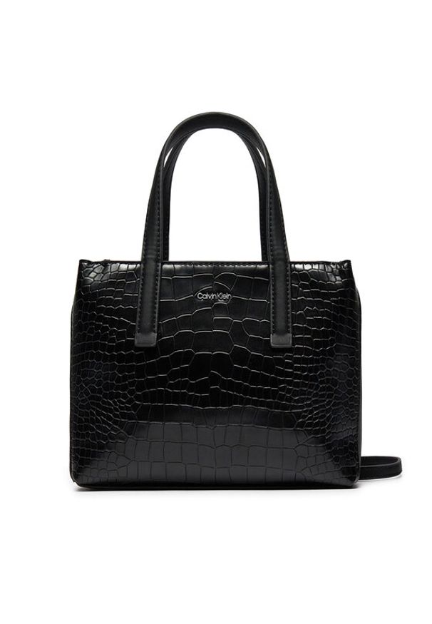 Calvin Klein Torebka Ck Must Mini Tote_Croco K60K612163 Czarny. Kolor: czarny. Materiał: skórzane