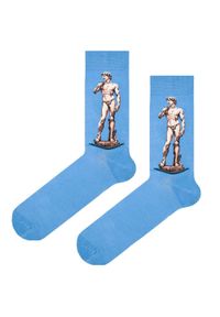 His Story - Tematyczne Skarpetki Bawełniane - Rzeźba Dawida. Kolor: niebieski. Materiał: elastan, bawełna, poliamid #3