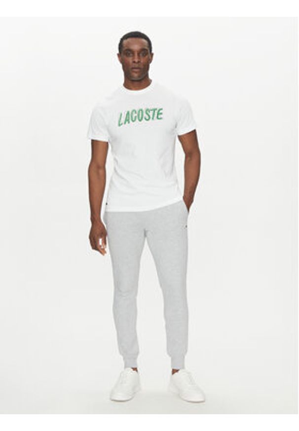 Lacoste T-Shirt TH8916 Biały Regular Fit. Kolor: biały. Materiał: bawełna, syntetyk