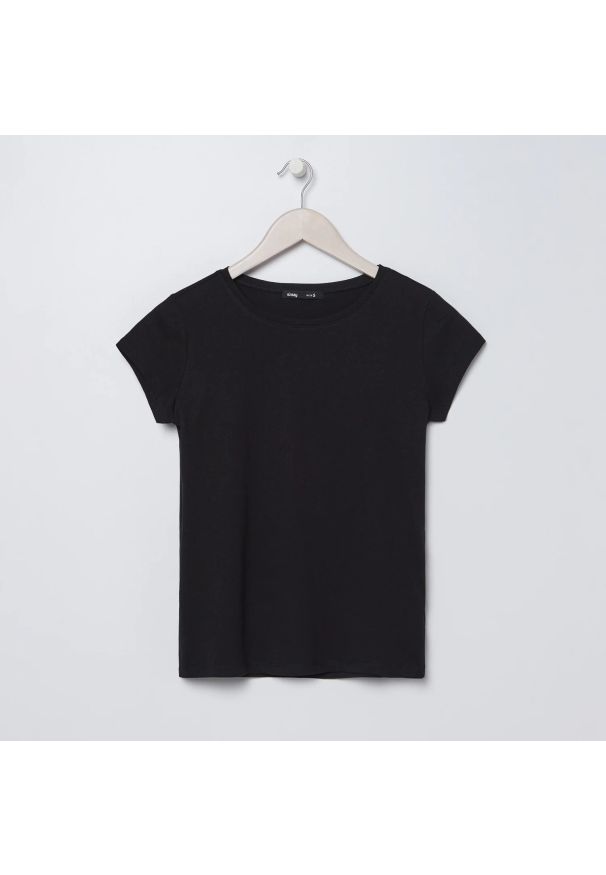 Sinsay - Koszulka - Czarny. Kolor: czarny. Wzór: gładki
