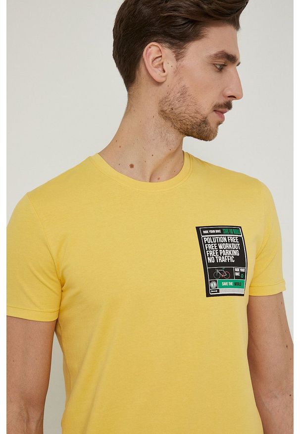 medicine - Medicine t-shirt męski kolor żółty z nadrukiem. Kolor: żółty. Wzór: nadruk