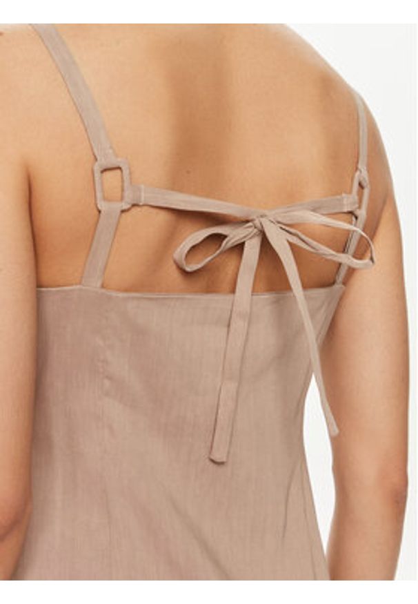 Marella Sukienka letnia Kabala 2413221015 Beżowy Regular Fit. Kolor: beżowy. Materiał: len, wiskoza. Sezon: lato