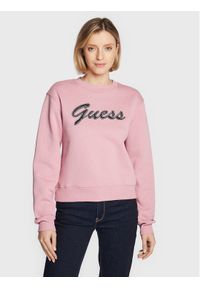Guess Bluza W3RQ10 K9Z21 Różowy Relaxed Fit. Kolor: różowy. Materiał: bawełna, syntetyk